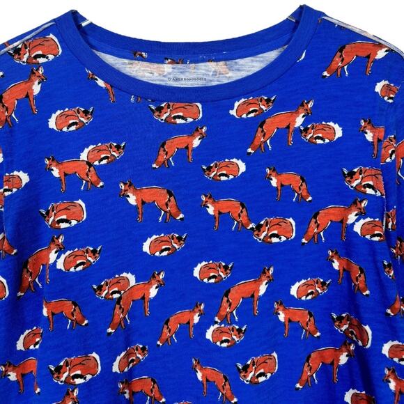 Anthropologie Blue Fox Print Long Sleeve Tee Top Small S Novelty Classic Graphic - Picture 3 of 6